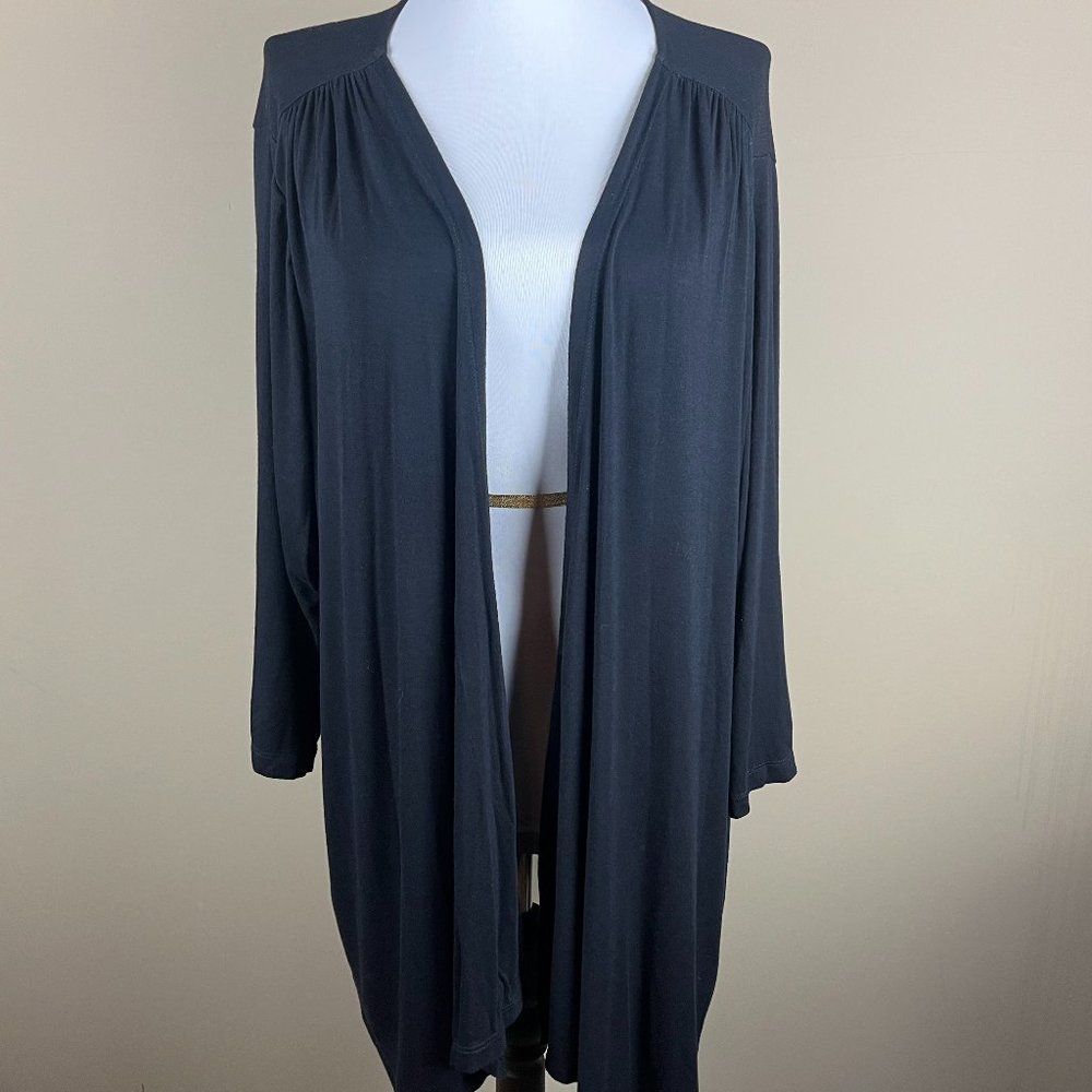 Croft & Barrow 3/4 Sleeve Cardigan Sweater Plus Size 2X Black, Open Waterfall
